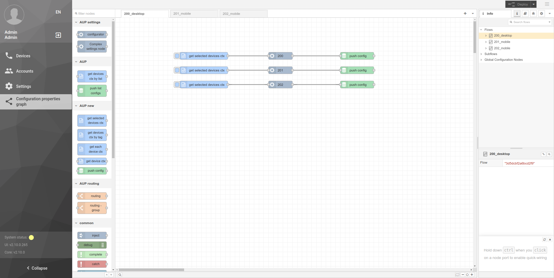 AuP configuration properties graph